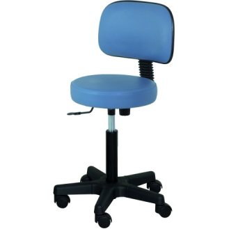 TABOURET PIVOTANT AVEC ROULETTES ET DOSSIER BASE EN PLASTIQUE H159-COULEUR STANDARD NOIR-Lire la description