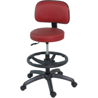 Tabouret pivotant HIDEMAR avec roulettes, élévation à gaz et dossier réglable-Lire la description