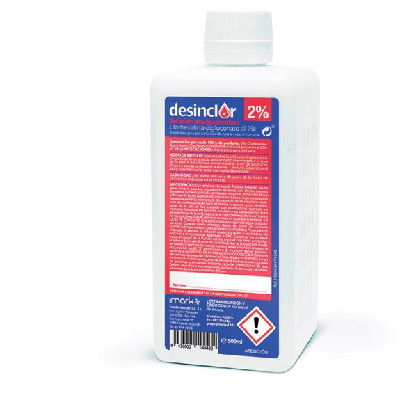 DESINCLOR CLORHEXIDINA AL 2%-SOLUCION ACUOSA INCOLORA 500ML DESINCLOR CLORHEXIDINA AL 2%-SOLUCION ACUOSA INCOLORA 500ML-Leer más