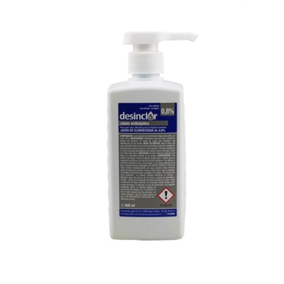 DESINCLOR CLORHEXIDINA JABONOSA 500CC CON BOMBA (0.8% JABON) DESINCLOR CLORHEXIDINA JABONOSA 500CC CON BOMBA (0.8% JABON)-Leer más