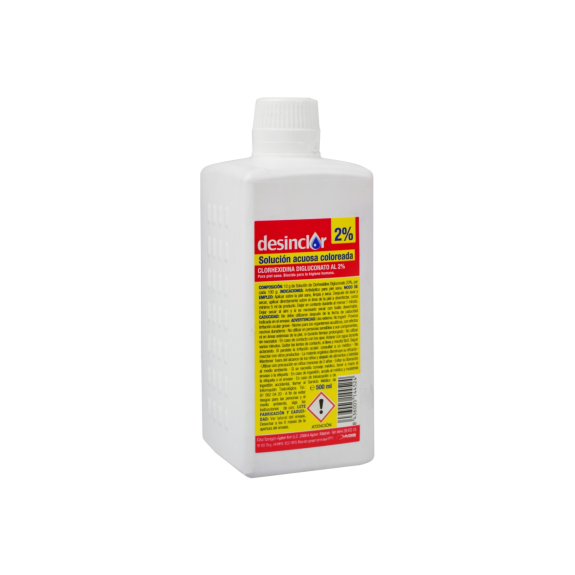 DESINCLOR CLORHEXIDINA AL 2%-SOLUCION ACUOSA COLOREADA 500ML DESINCLOR CLORHEXIDINA AL 2%-SOLUCION ACUOSA COLOREADA 500ML-Leer más