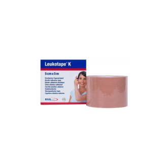 Bande adhésive élastique neuromusculaire Leukotape-K, 5cm x 5m, beige-Lire la description