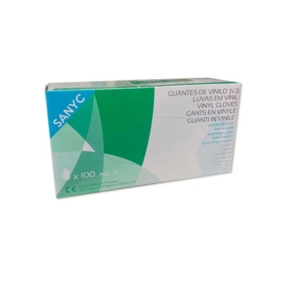 Guantes de examen de vinilo SANICEN, sin polvo, caja de 100, PVC de alta densidad, no estériles, sin látex, ambidiestros-Leer más
