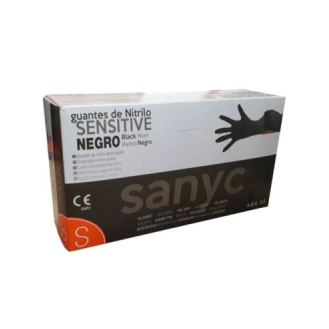 Guantes de nitrilo negros SANICEN, sin polvo, sensibles, 100/box (talla S)-Leer más