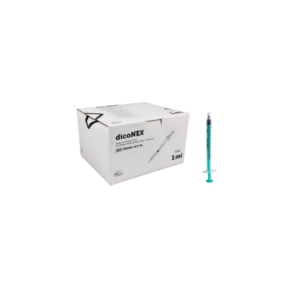 SYRINGE 1 cc THREE BODIES LUER CONCENTRIC DEAD SPACE REDUCED BOX 100 pcs.-Lire la description