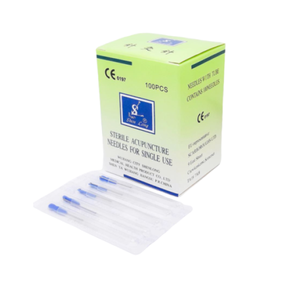 Agujas de Acupuntura Estériles con Tubo Guía, Acero Quirúrgico, Desechables, Paquete de 100/200-Leer más