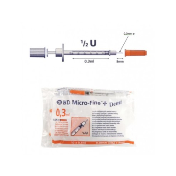 SERINGUE 0,3 ML. MICROFINE INSULINE AIGUILLE 30G U-100 SACHET 10 PCS SERINGUE 0,3 ML. MICROFINE INSULINE AIGUILLE 30G U-100 SACHET 10 PCS-Lire la description