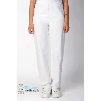 Pantalon Medical Unisexe Polycoton Noa Blanc-Lire la description