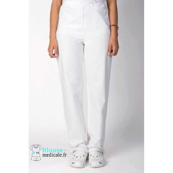 Pantalon Medical Unisexe Polycoton Noa Blanc-Lire la description