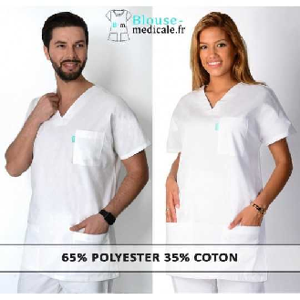 Tunique Medicale Unisexe Polycoton Alexine-Lire la description