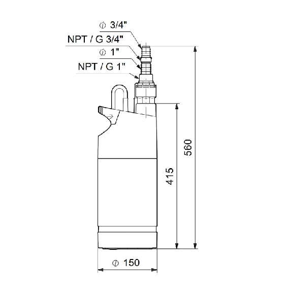 Pompe immergée 6" domestique automatique  Grundfos SBA345M 0,95 KW - Monophasé 220V - Jusqu'à 3 M3/H - Adduction d'eau - Arrosage - Forage ou puits - Rapide et facile à installer-Lire la description