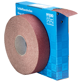 Pferd Korund Schleifbandrolle Gewebe SBR Breite 50mmxLnge 50m A80 fr-Beschreibung lesen