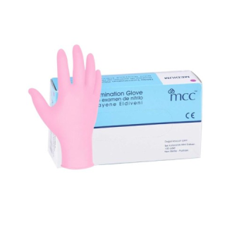 Guantes de nitrilo rosa Sanicen sin polvo, talla XS (caja de 100)-Leer más