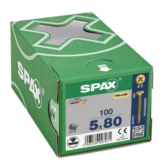 SPAX Senkmultikopf Kreuzschlitz Z2 Vollgewinde 4CUT YELLOX 5x80mm (100)-Beschreibung lesen