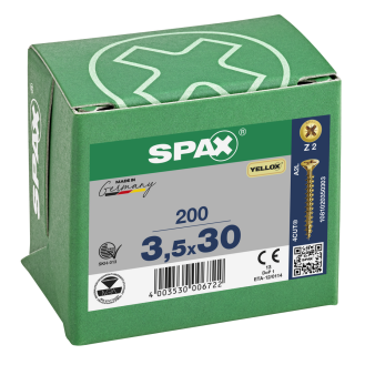 SPAX Senkmultikopf Kreuzschlitz Z2 Vollgewinde 4CUT YELLOX 3,5x30mm (200)-Beschreibung lesen