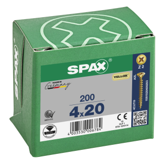 SPAX Senkmultikopf Kreuzschlitz Z2 Vollgewinde 4CUT YELLOX 4x20mm (200)-Beschreibung lesen
