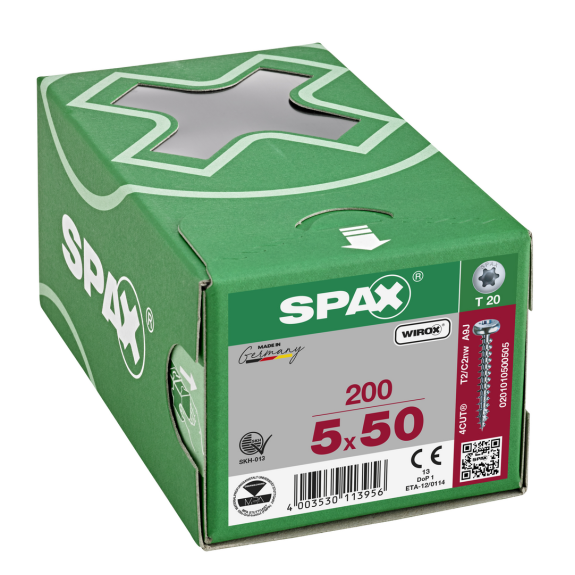 SPAX Halbrundkopf T-Star Plus T20 Vollgewinde WIROX 5x50mm (200)-Beschreibung lesen