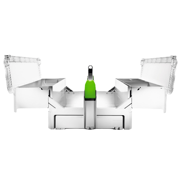 Festool SYS-SB Storage Box Werkzeugkiste mit schwenkbaren oberen Fächern (499901)-Beschreibung lesen