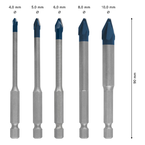 Bosch EXPERT HEX-9 HardCeramic Bohrer, 5tlg Set 4/5/6/8/10 (2 608 900 597)-Beschreibung lesen