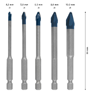Bosch EXPERT HEX-9 HardCeramic Bohrer, 5tlg Set 4/5/6/8/10 (2 608 900 597)-Beschreibung lesen