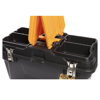 "FORTE Tools MG-22 Jumbo-Werkzeugkasten in 58x23x31 cm, Werkzeugkoffer, Kasten mit Metalllaschen und internem Organizer."-Beschreibung lesen