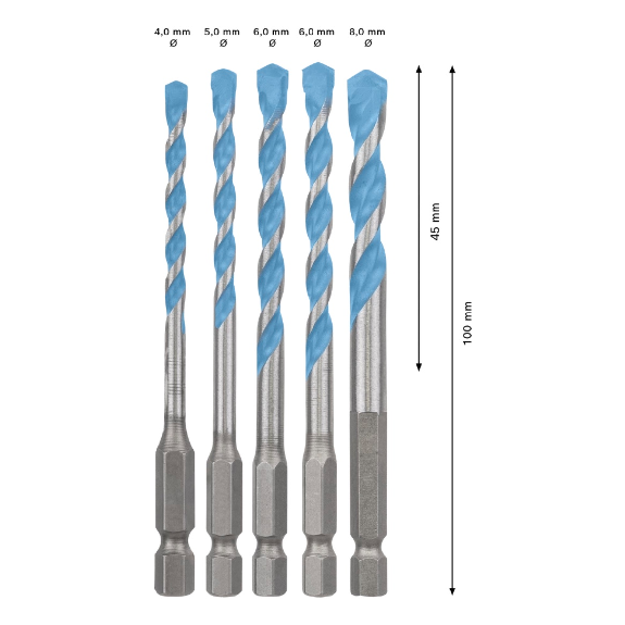 Bosch EXPERT HEX-9 MultiConstruction Bohrer, 5tlg Set 4/5/6/8 (2 608 900 585)-Beschreibung lesen