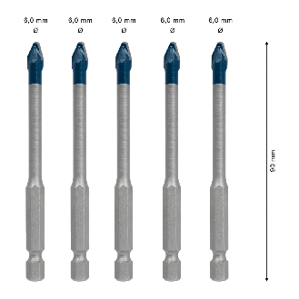 Bosch EXPERT HEX-9 HardCeramic Bohrer, 5tlg Dachziegel-Set 6mm (2 608 900 599)-Beschreibung lesen