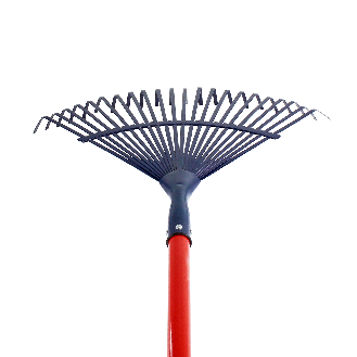 HAUSHALT Rechen LR002 H, 150 cm, roter Glasfaserstiel, mit blauem, ergonomischem und rutschfestem Gummigriff.-Beschreibung lesen