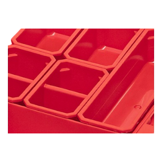 Qbrick System ONE Organizer L 2.0 ROT ULTRA HD stapelbar 531 x 379 x 77 mm 6 l IP66 mit 10 Einsätzen-Beschreibung lesen
