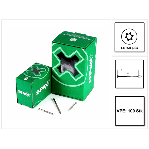 SPAX-S A2 LINSENSENKKOPF KLEINER KOPF T-STAR+ 4,0x60 mm A2 T15 CUT 100ST SPAX-S A2 LINSENSENKKOPF KLEINER KOPF T-STAR+ 4,0x60 mm A2 T15 CUT 100ST-Beschreibung lesen