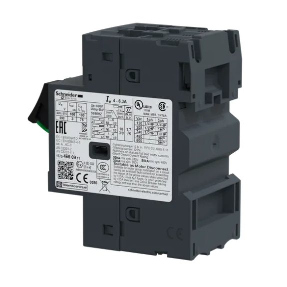TeSys - Disjoncteur moteur magnéto-thermique GV2ME06 - 3P - commande par bouton poussoir - réglage th. 1 à 1.6A-Lire la description