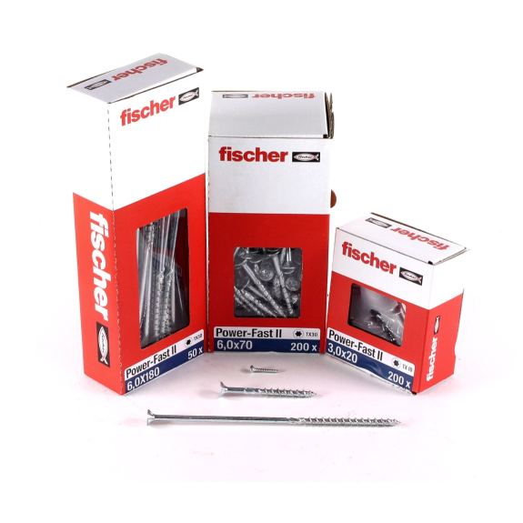 Fischer Power-Fast II FPF II Spanplattenschraube 6,0x60 mm 100 Stück ( 670481 ) Senkkopf mit Torx Teilgewinde galvanisch verzinkt, blau passiviert-Beschreibung lesen