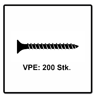 Fischer Power-Fast II FPF II Spanplattenschraube 4,0x30 mm 200 Stück ( 670155 ) Senkkopf mit Torx Vollgewinde galvanisch verzinkt, blau passiviert-Beschreibung lesen
