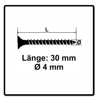 Fischer Power-Fast II FPF II Spanplattenschraube 4,0x30 mm 200 Stück ( 670155 ) Senkkopf mit Torx Vollgewinde galvanisch verzinkt, blau passiviert-Beschreibung lesen