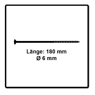 Fischer Power-Fast II FPF II Spanplattenschraube 6,0x180 mm 100 Stück ( 670465 ) Senkkopf mit Torx Teilgewinde galvanisch verzinkt, blau passiviert-Beschreibung lesen