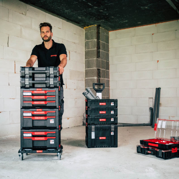 Qbrick System PRO Transportplattform Transportwagen 506 x 325 x 140 mm mit 4 Lenkrollen und 2 Bremsen.-Beschreibung lesen
