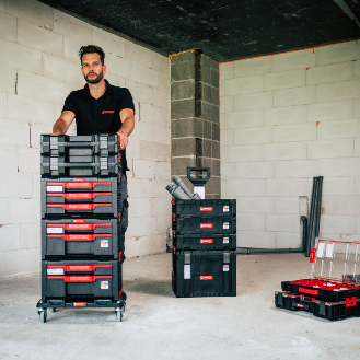 Qbrick System PRO Transportplattform Transportwagen 506 x 325 x 140 mm mit 4 Lenkrollen und 2 Bremsen.-Beschreibung lesen