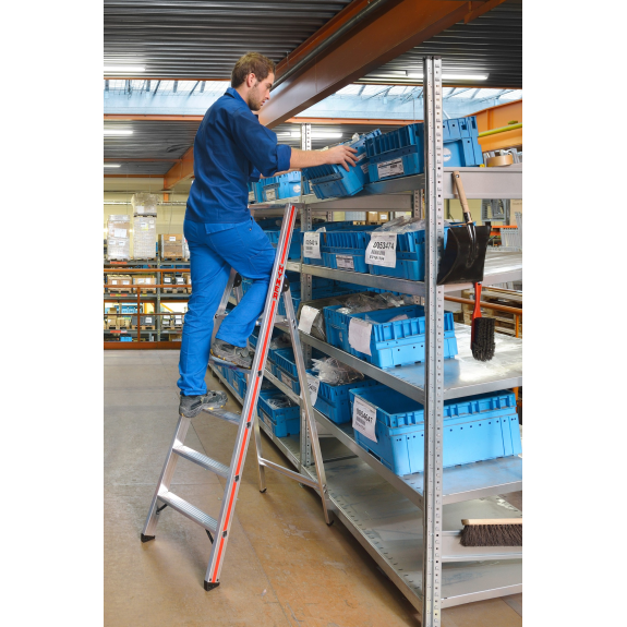HYMERA Stufenstehleiter Plattf. eins. 7 Stufen AH 3,13m-Beschreibung lesen