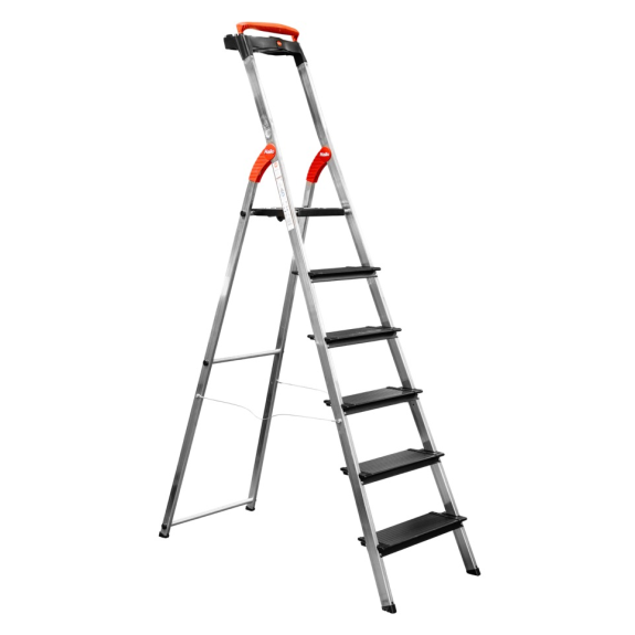 Hailo L100 Topline Sicherheitsleiter aus Aluminium - 6 Stufen - 209 cm - 150 kg (8050-607)-Beschreibung lesen