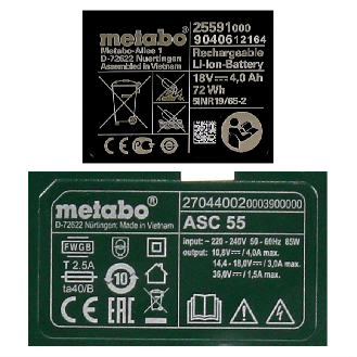 Metabo Basis-Set 2x Li-Power 18 V 4,0 Ah CAS Li-Ion Akkupack + Ladegerät ASC 55 (685050000)-Beschreibung lesen
