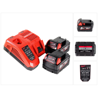 Milwaukee M18NRG-502 Akku Starter Set 18V mit M18 B5 Akku 5,0Ah + M12-18FC Ladegerät ( 4933459217 )-Beschreibung lesen