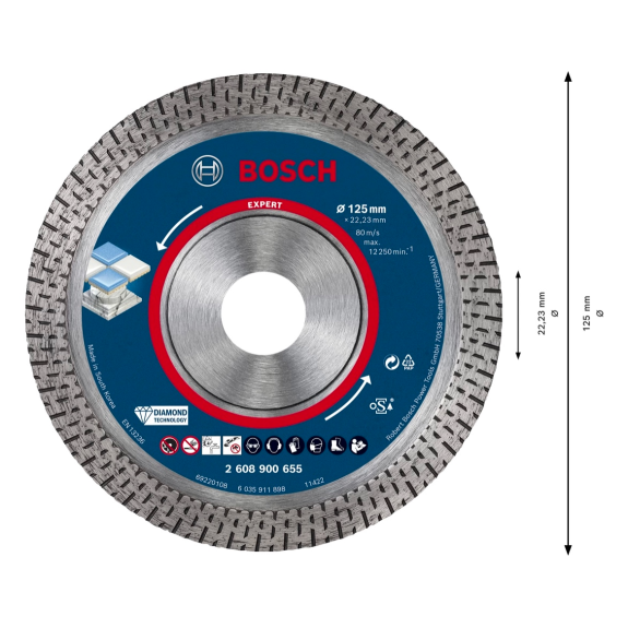 Bosch EXPERT HardCeramic Diamant Trennscheibe 125x22.23x1.4x10 (2 608 900 655)-Beschreibung lesen