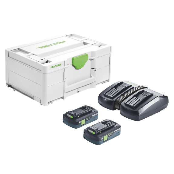 Festool Energie Set SYS 18V 2x4,0/TCL 6 DUO 18 V + 2x Batteries 4,0 Ah + Chargeur + Coffret ( 577109 )-Leer más