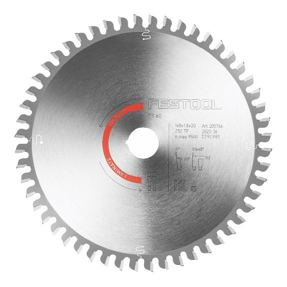Festool Kreissägeblatt laminiert/HPL HW TF 152 168 x 1,8 x 20 PW16 (205766) für TS 60 K, CSC-SYS 50-Beschreibung lesen
