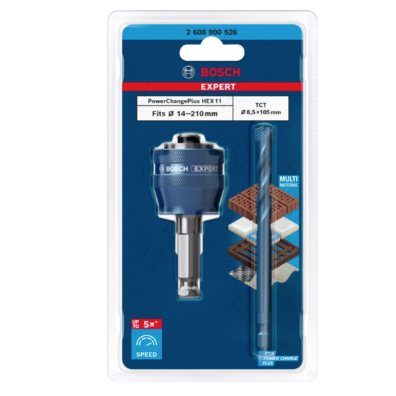 Bosch EXPERT Power Change Plus Adapter Hex 11 Bohrer TCT 8,5 x 105 mm (2608900526) Hartmetall-Beschreibung lesen