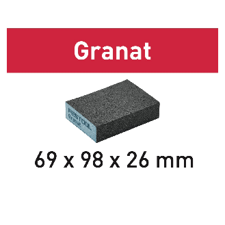 Festool Granat Schleifschwamm 69 x 98 x 26 mm - 120 KÖR/6 - Körnung 120 - 6 Stk. (201082)-Beschreibung lesen