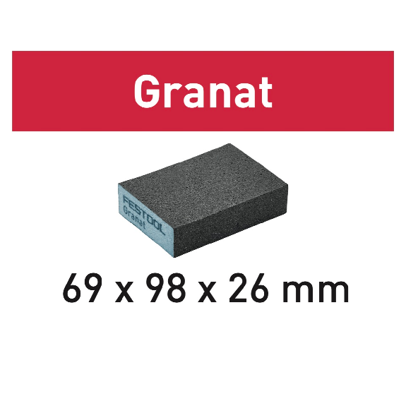 Festool Granat Schleifschwamm 69 x 98 x 26 mm - 120 KÖR/6 - Körnung 120 - 6 Stk. (201082)-Beschreibung lesen