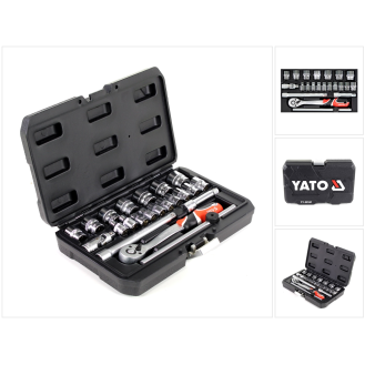 Yato YT-38561 Werkzeugkasten Steckschlüssel Satz 22 tlg. 3/8" mit Knarre-Beschreibung lesen