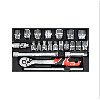 Yato YT-38561 Werkzeugkasten Steckschlüssel Satz 22 tlg. 3/8" mit Knarre