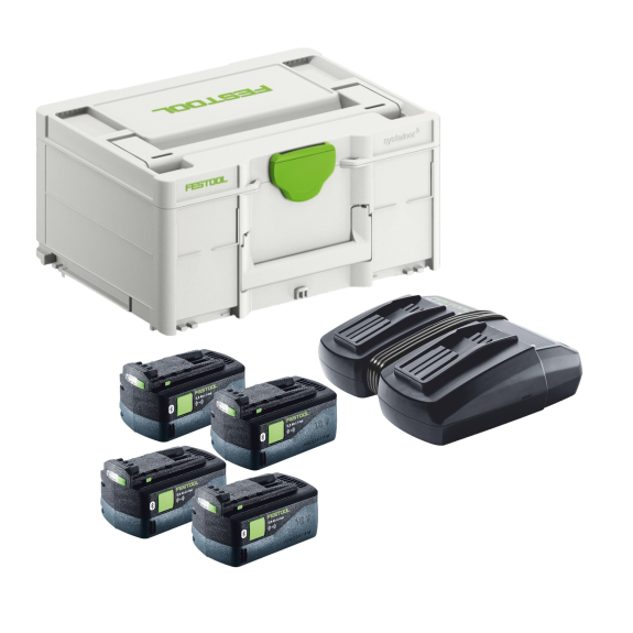 Festool Energie-Set SYS 18V 4x5,0/TCL 6 DUO ( 577709 ) 4x batterie 5,0 Ah + TCL 6 DUO chargeur + Systainer-Leer más